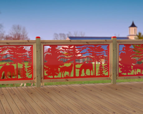 60"x30" - Horses Landscape Fence/Gate Panel Insert - Madison Iron and Wood