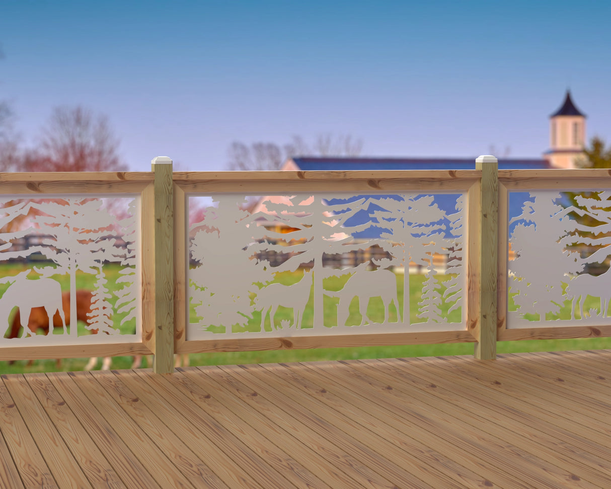 60"x30" - Horses Landscape Fence/Gate Panel Insert - Madison Iron and Wood