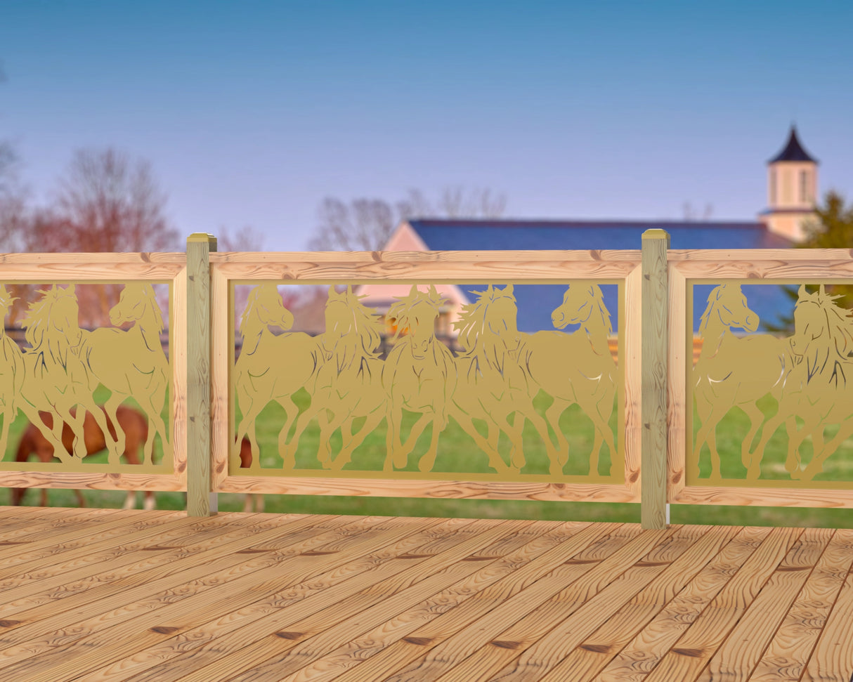Horses Trotting Railing Panel Insert - Madison Iron and Wood