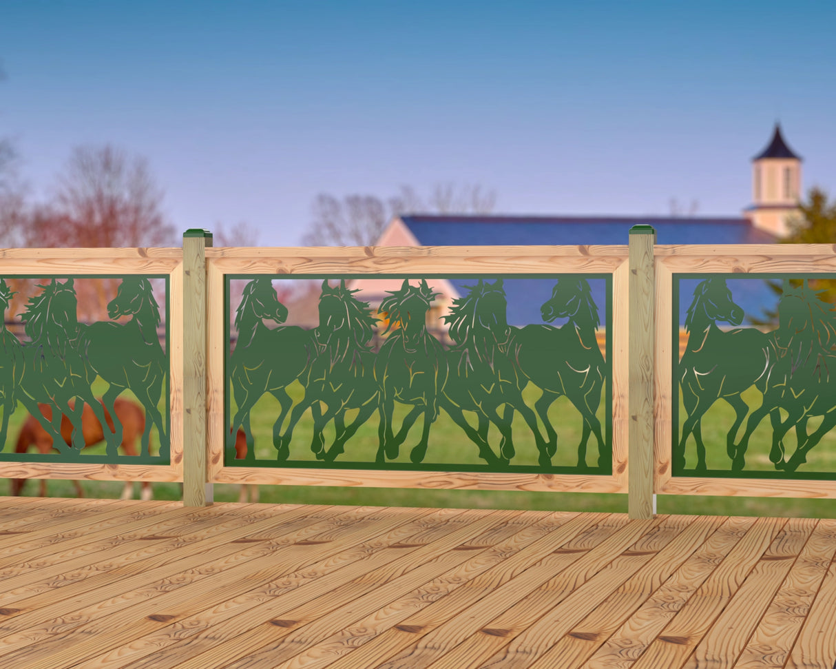 Horses Trotting Railing Panel Insert - Madison Iron and Wood