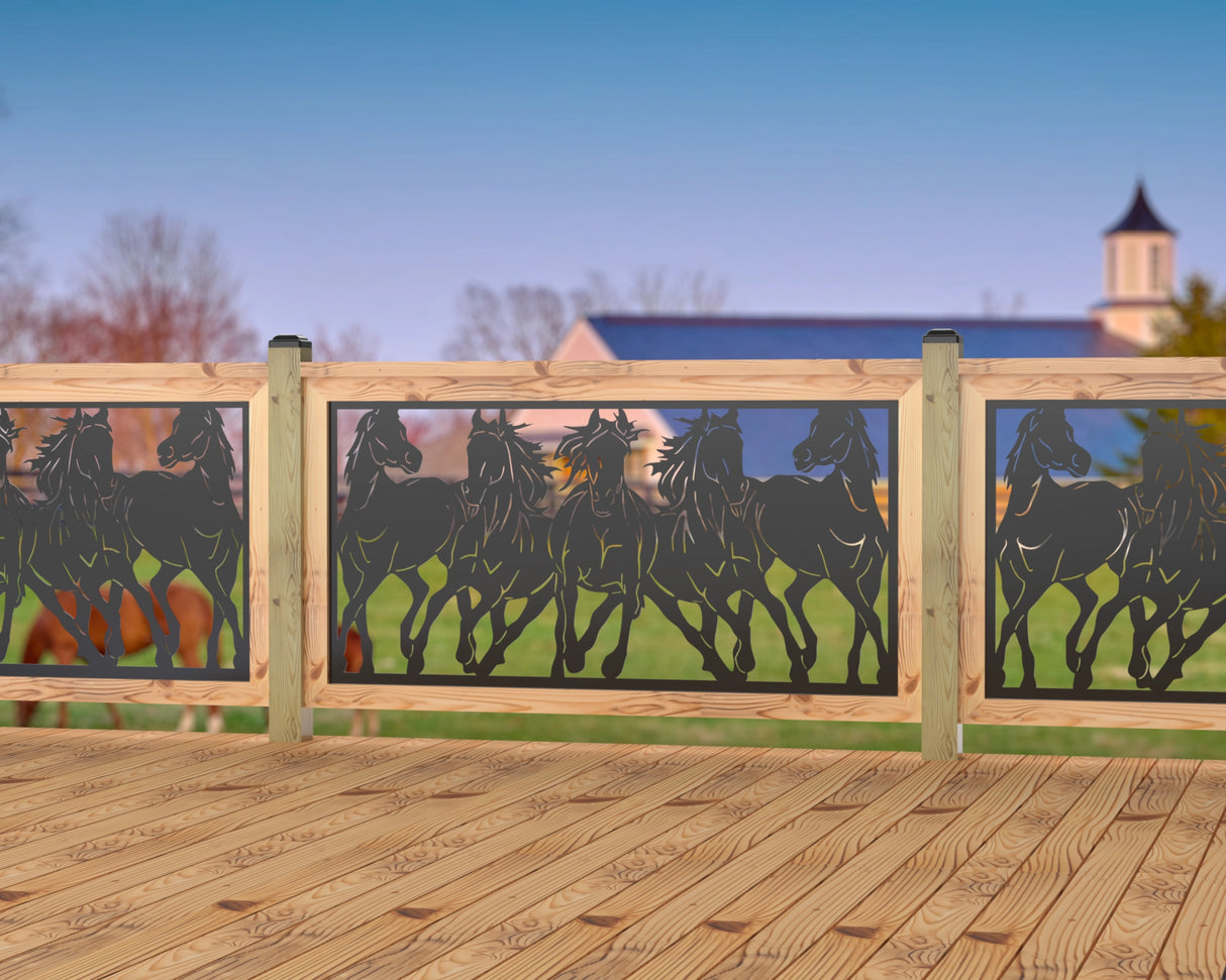 Horses Trotting Railing Panel Insert