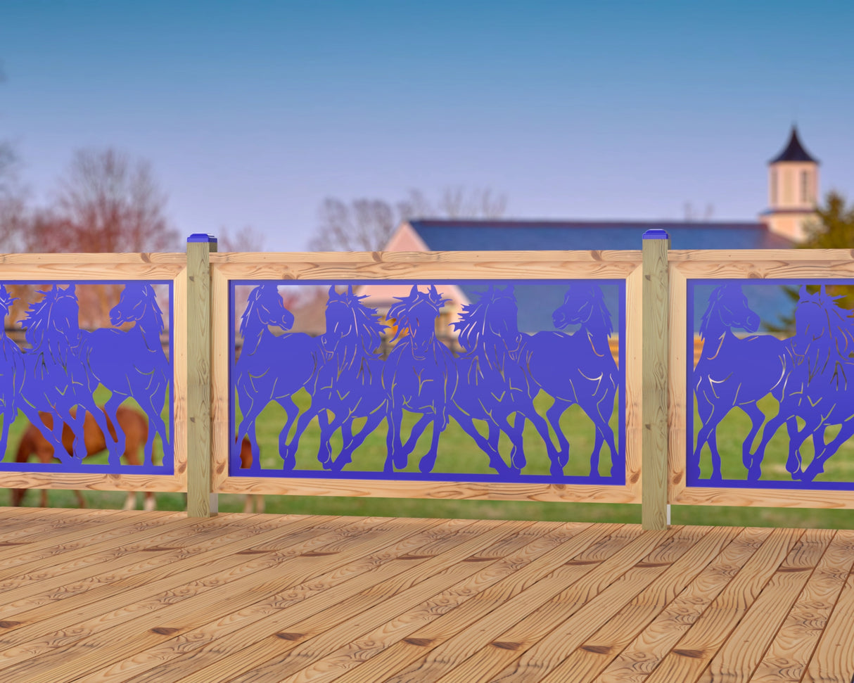 Horses Trotting Railing Panel Insert - Madison Iron and Wood