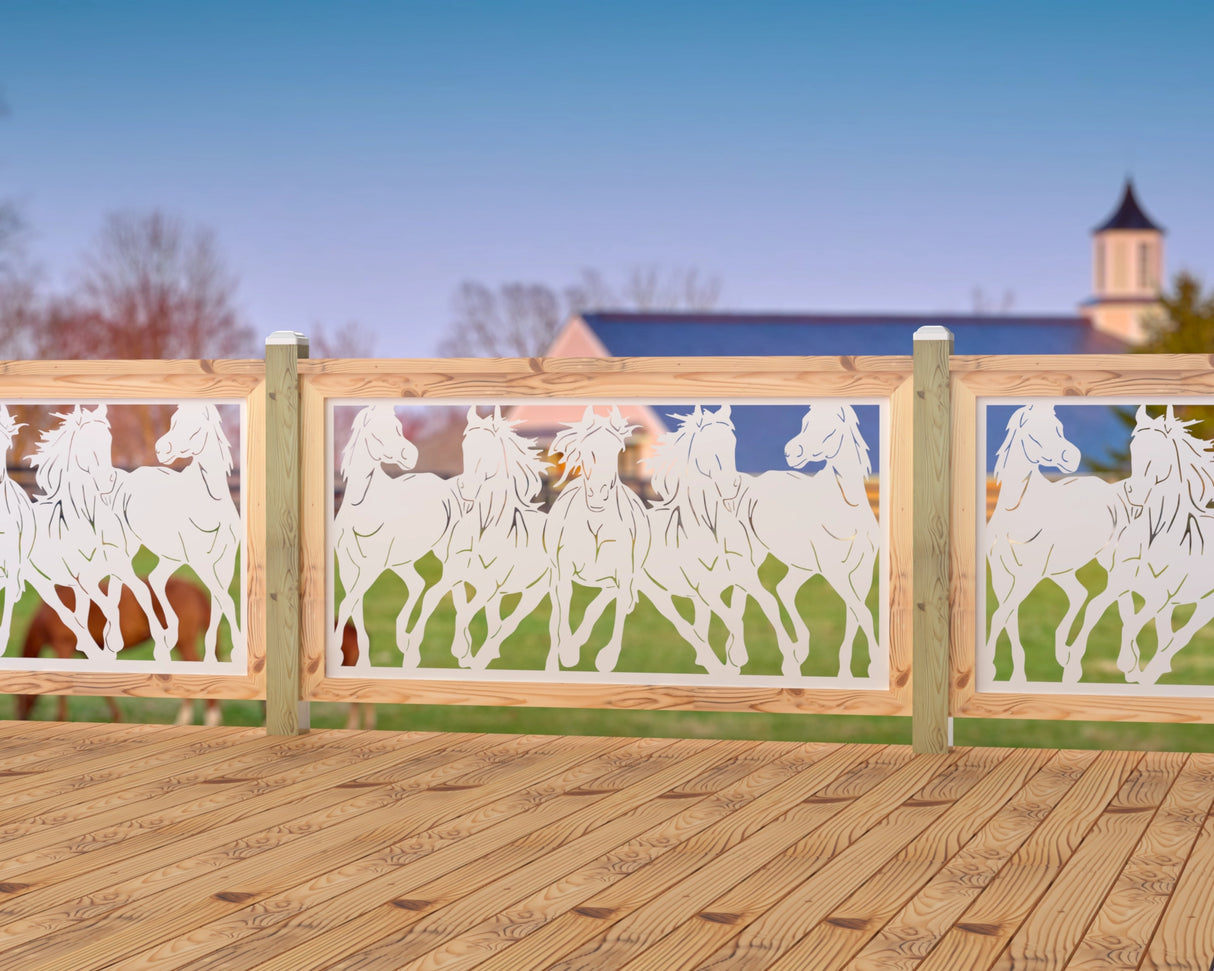Horses Trotting Railing Panel Insert - Madison Iron and Wood
