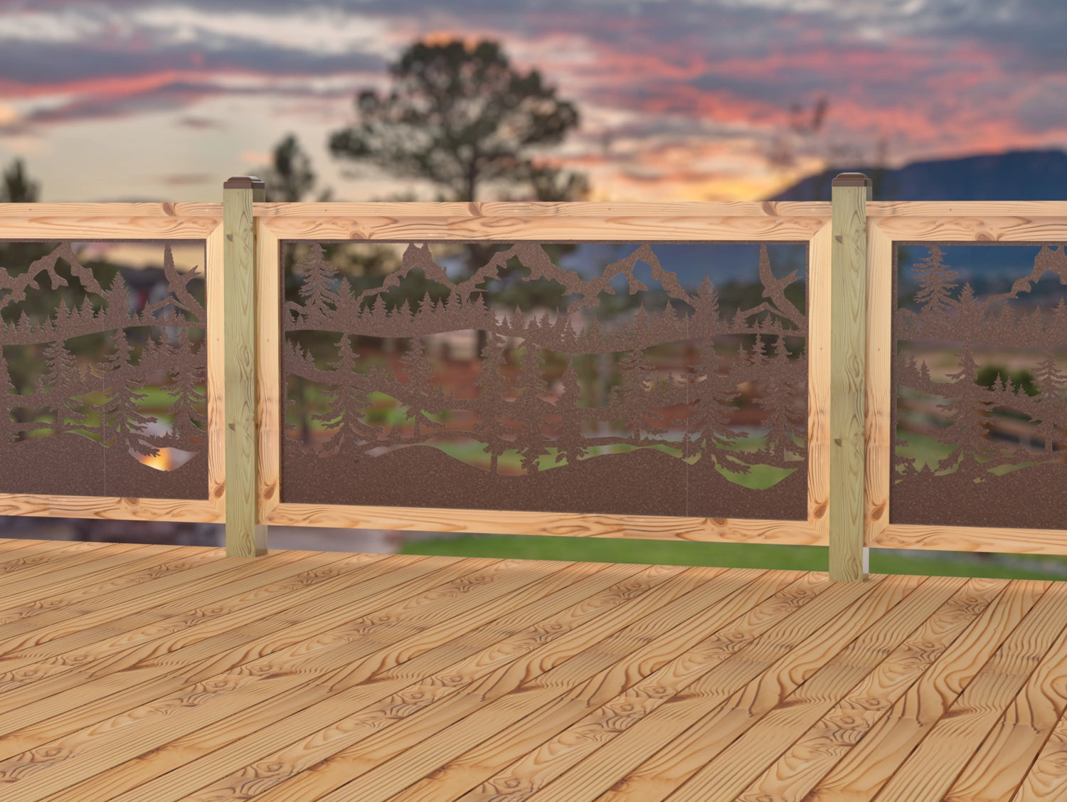 60"x30" - Mountain Landscape Fence/Gate Panel Insert - Madison Iron and Wood