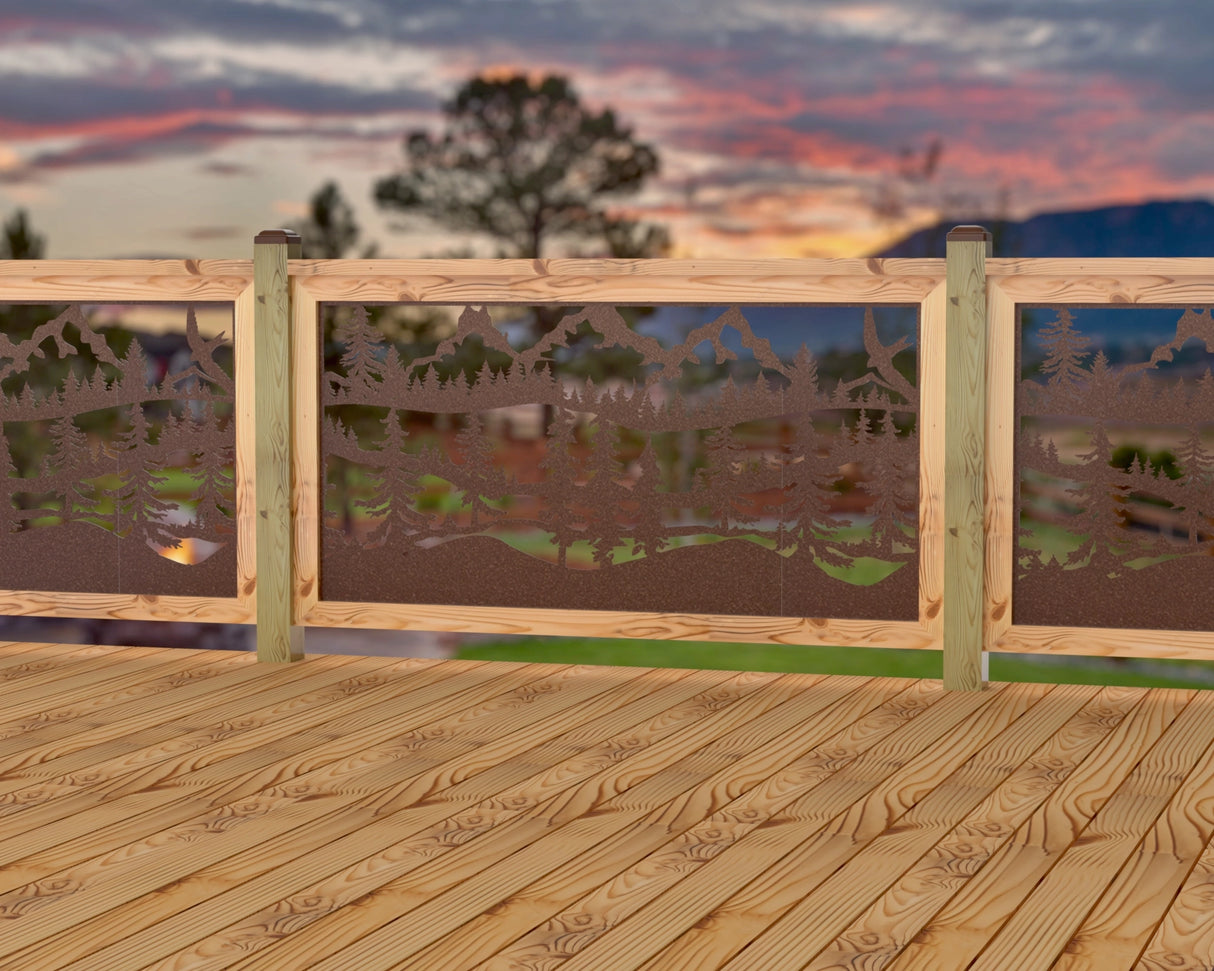 Mountain Landscape Railing Panel Insert - Madison Iron and Wood