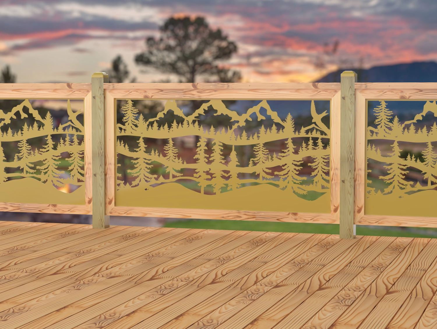 60"x30" - Mountain Landscape Fence/Gate Panel Insert - Madison Iron and Wood