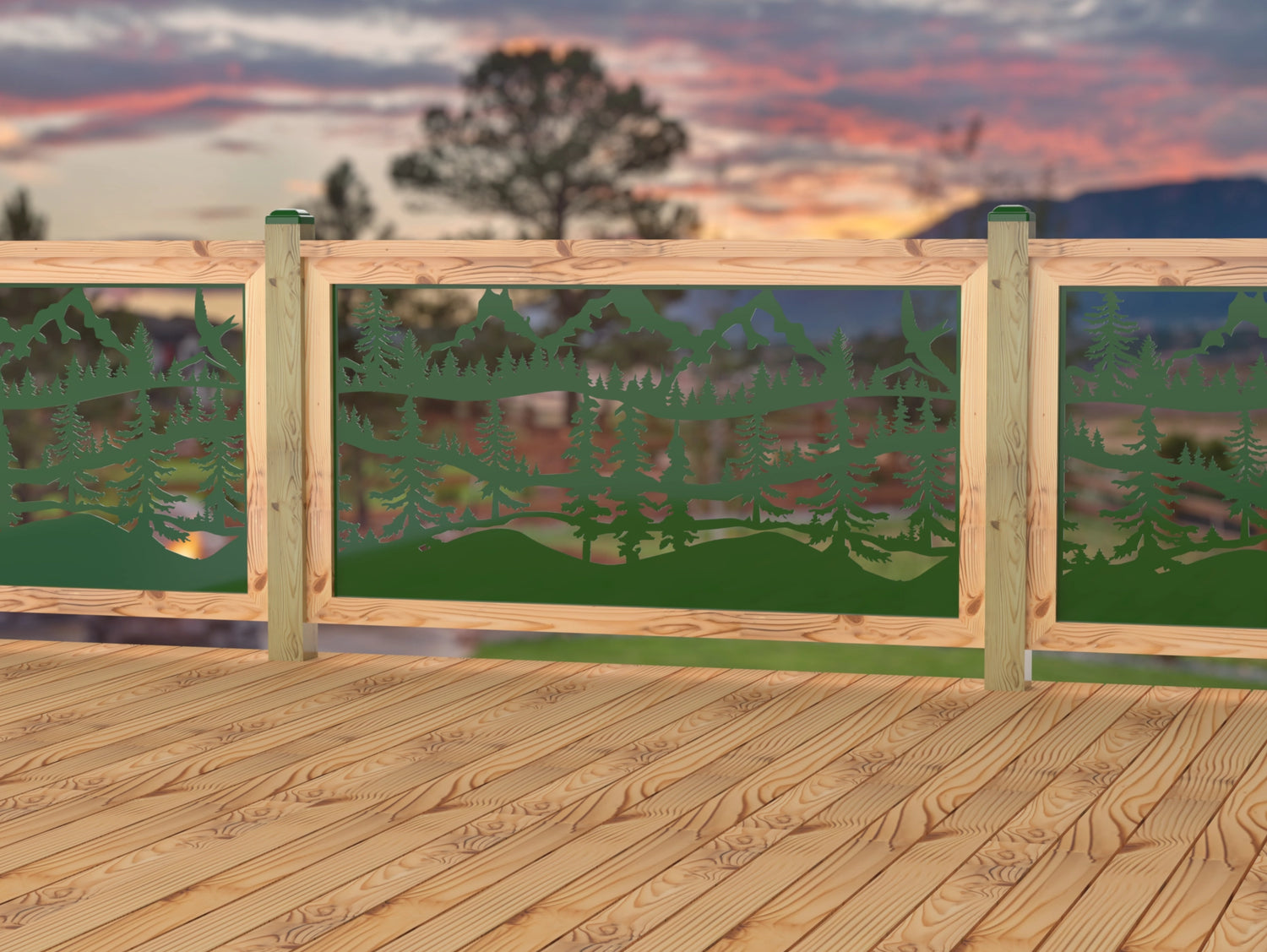 60"x30" - Mountain Landscape Fence/Gate Panel Insert - Madison Iron and Wood