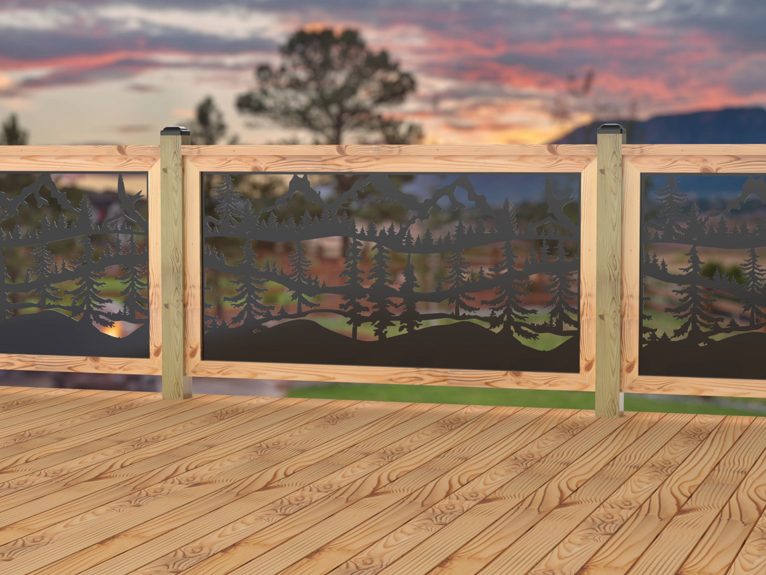 60"x30" - Mountain Landscape Fence/Gate Panel Insert - Madison Iron and Wood
