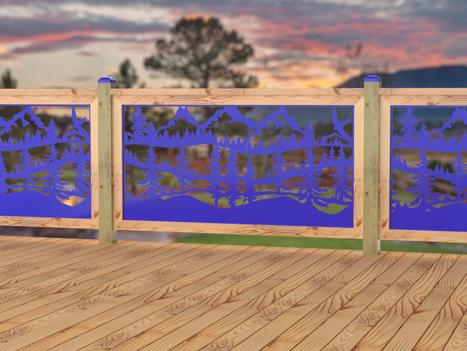 60"x30" - Mountain Landscape Fence/Gate Panel Insert - Madison Iron and Wood