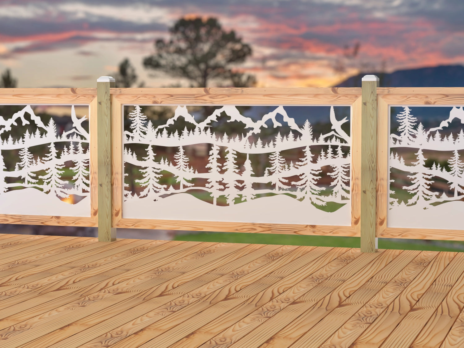 60"x30" - Mountain Landscape Fence/Gate Panel Insert - Madison Iron and Wood