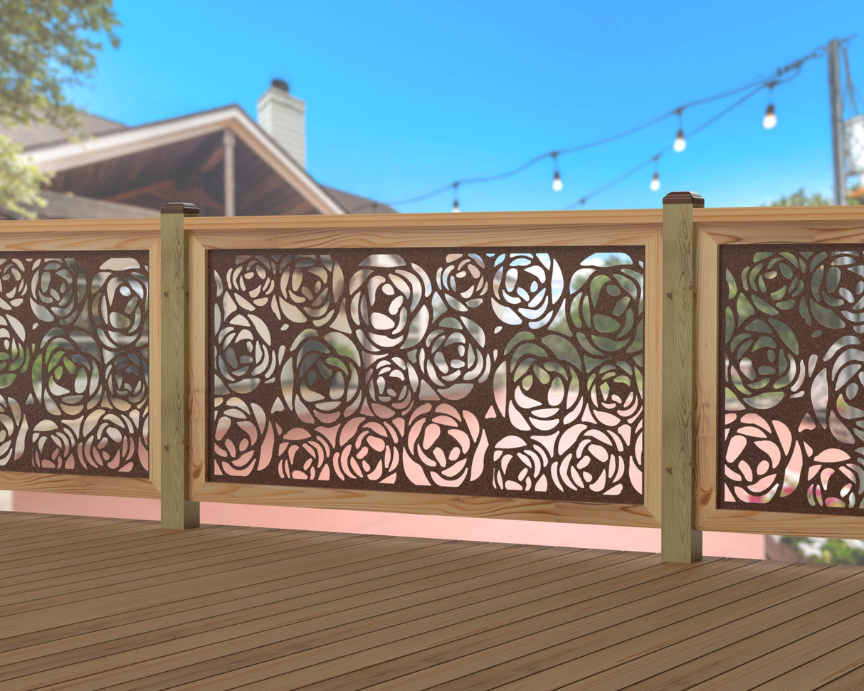 Rose Bush Railing Panel Insert - Madison Iron and Wood