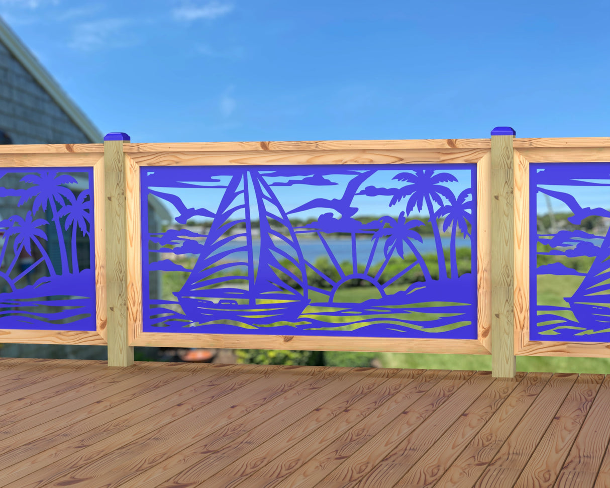 Sailboat at Sunset Railing Panel Insert