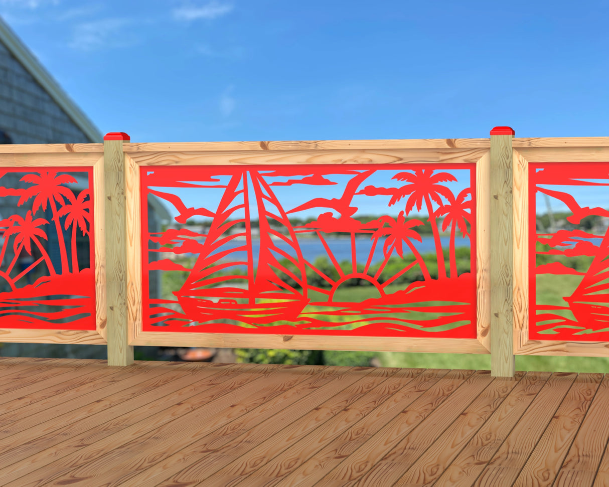 Sailboat at Sunset Railing Panel Insert