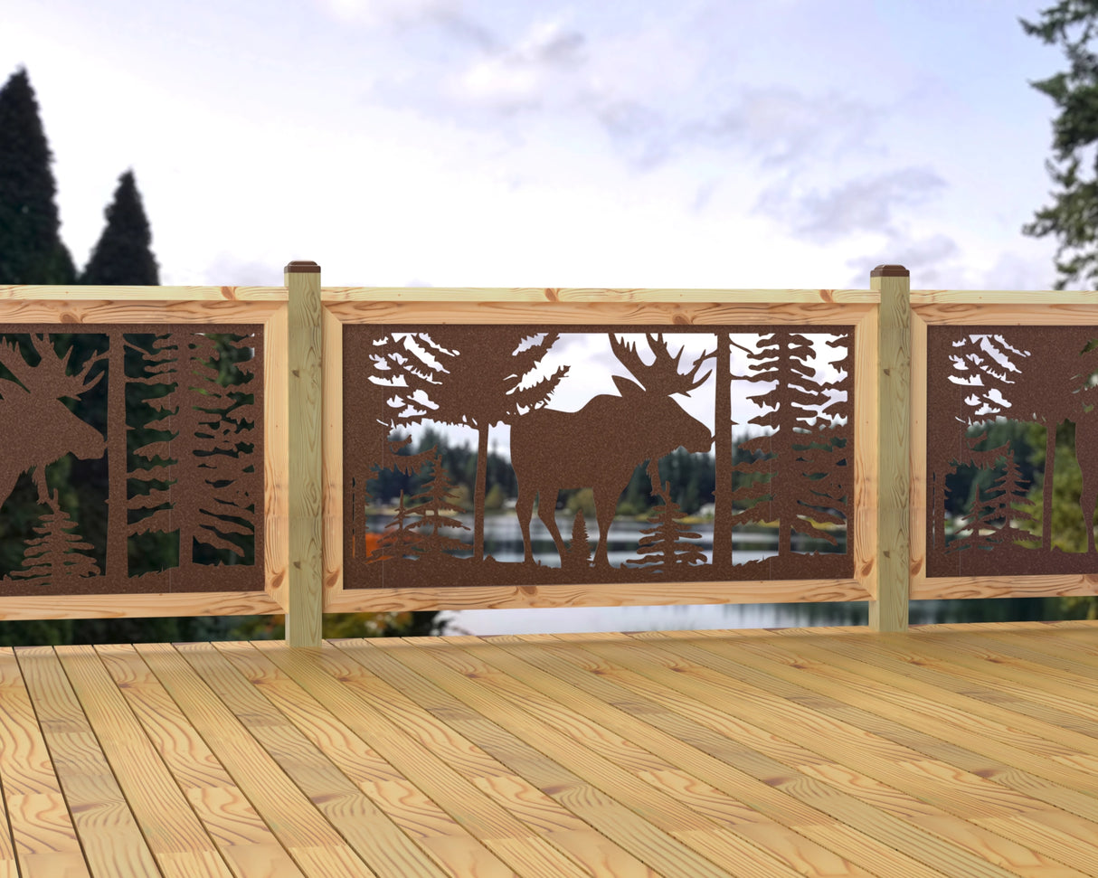 60"x30" - Single Moose Landscape Fence/Gate Panel Insert - Madison Iron and Wood