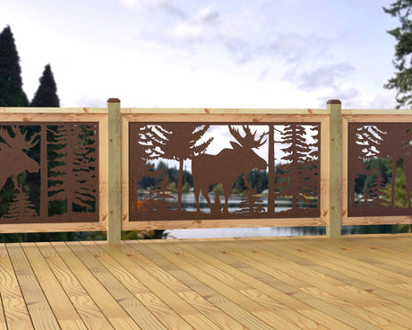 60"x30" - Single Moose Landscape Fence/Gate Panel Insert - Madison Iron and Wood