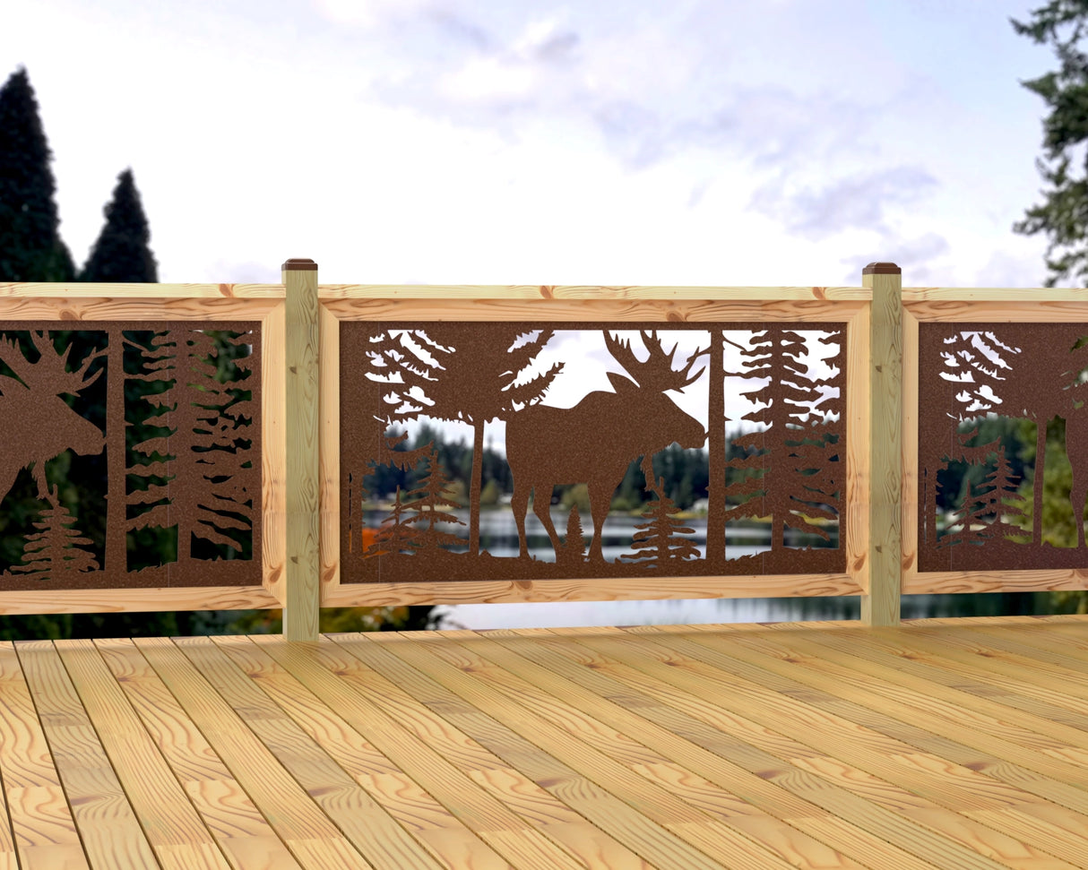 Single Moose Landscape Railing Panel Insert - Madison Iron and Wood
