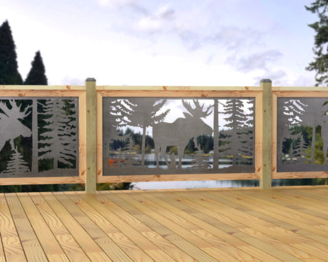 60"x30" - Single Moose Landscape Fence/Gate Panel Insert - Madison Iron and Wood