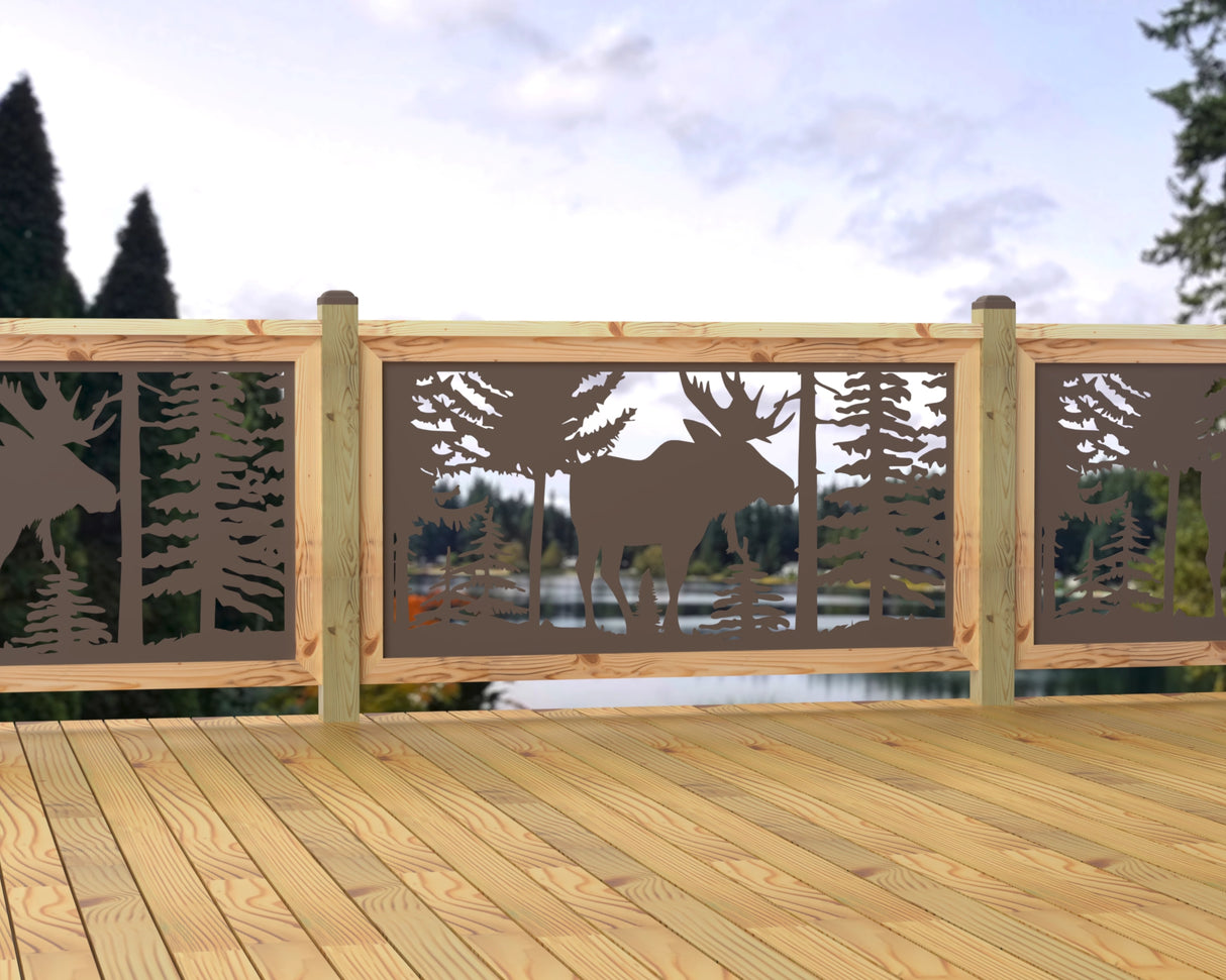 60"x30" - Single Moose Landscape Fence/Gate Panel Insert - Madison Iron and Wood