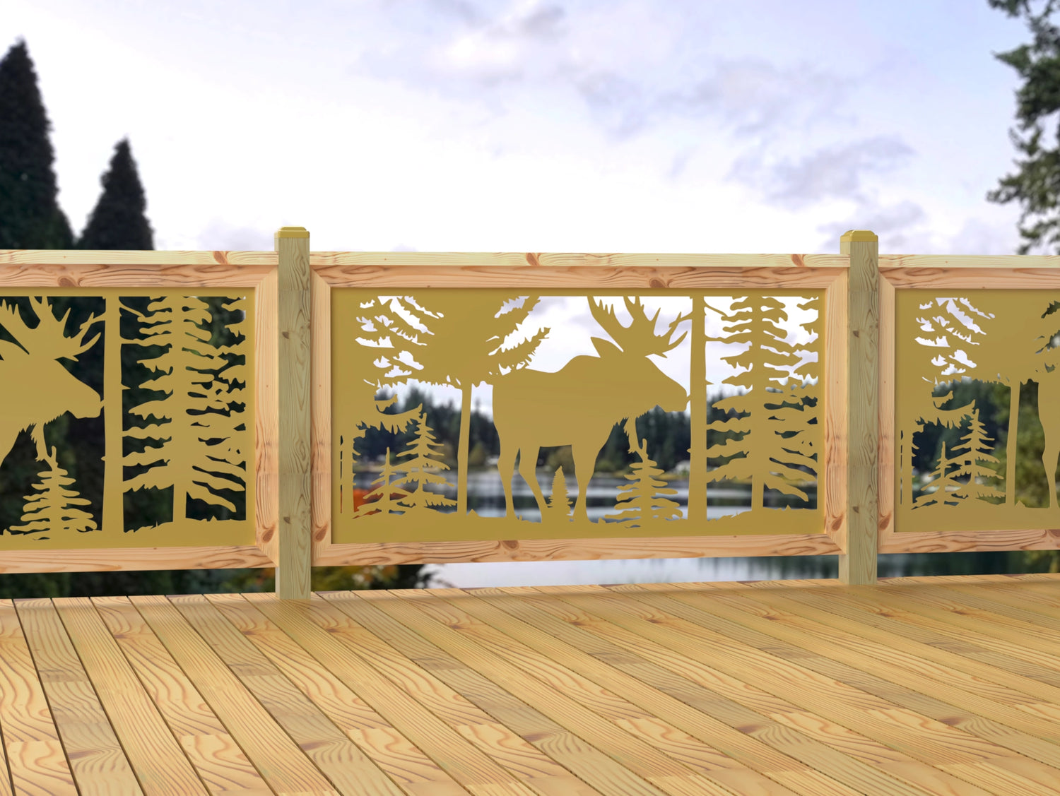 60"x30" - Single Moose Landscape Fence/Gate Panel Insert - Madison Iron and Wood