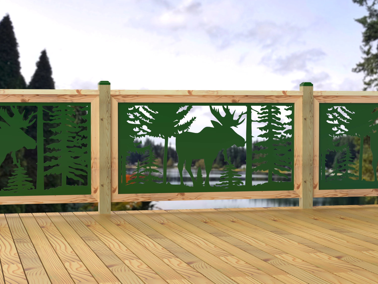 60"x30" - Single Moose Landscape Fence/Gate Panel Insert - Madison Iron and Wood