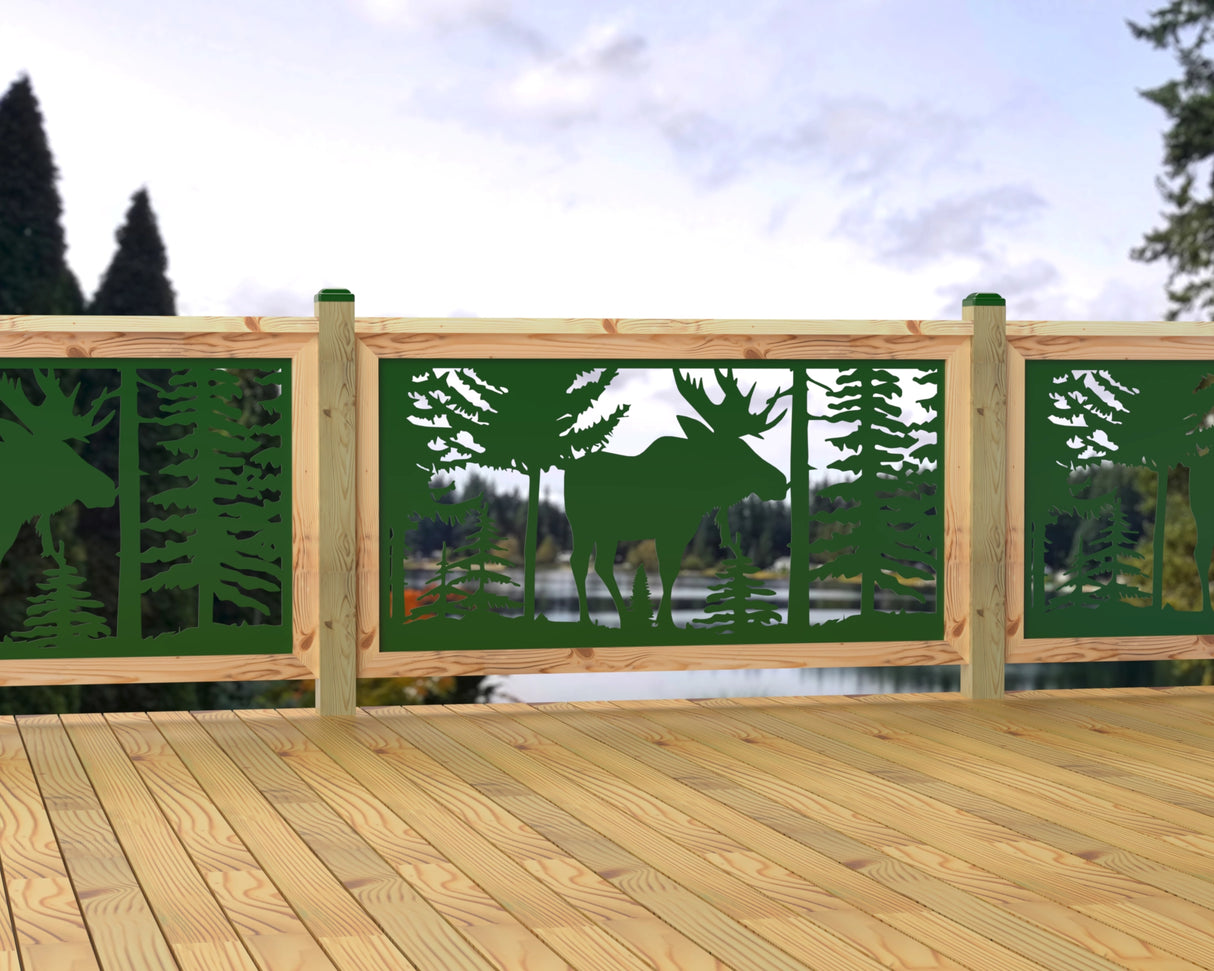 60"x30" - Single Moose Landscape Fence/Gate Panel Insert - Madison Iron and Wood