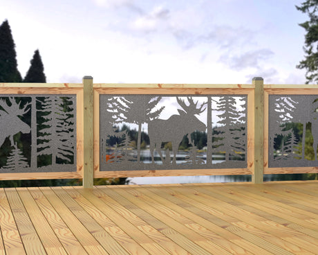 60"x30" - Single Moose Landscape Fence/Gate Panel Insert - Madison Iron and Wood