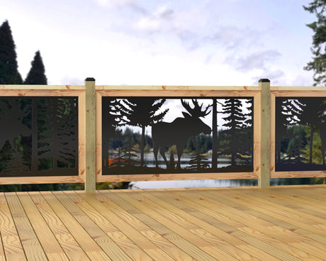 60"x30" - Single Moose Landscape Fence/Gate Panel Insert - Madison Iron and Wood