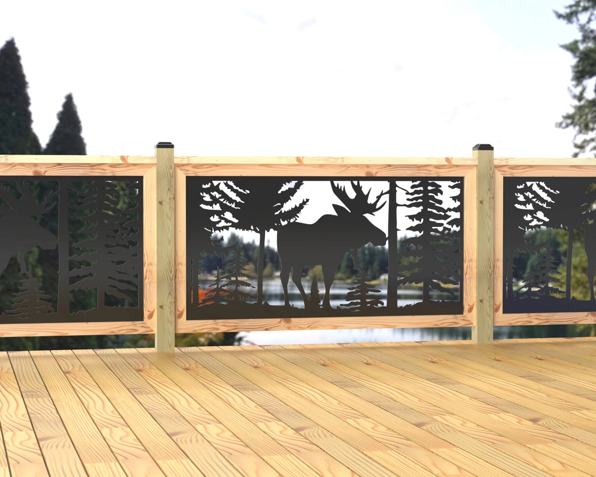 Single Moose Landscape Railing Panel Insert - Madison Iron and Wood