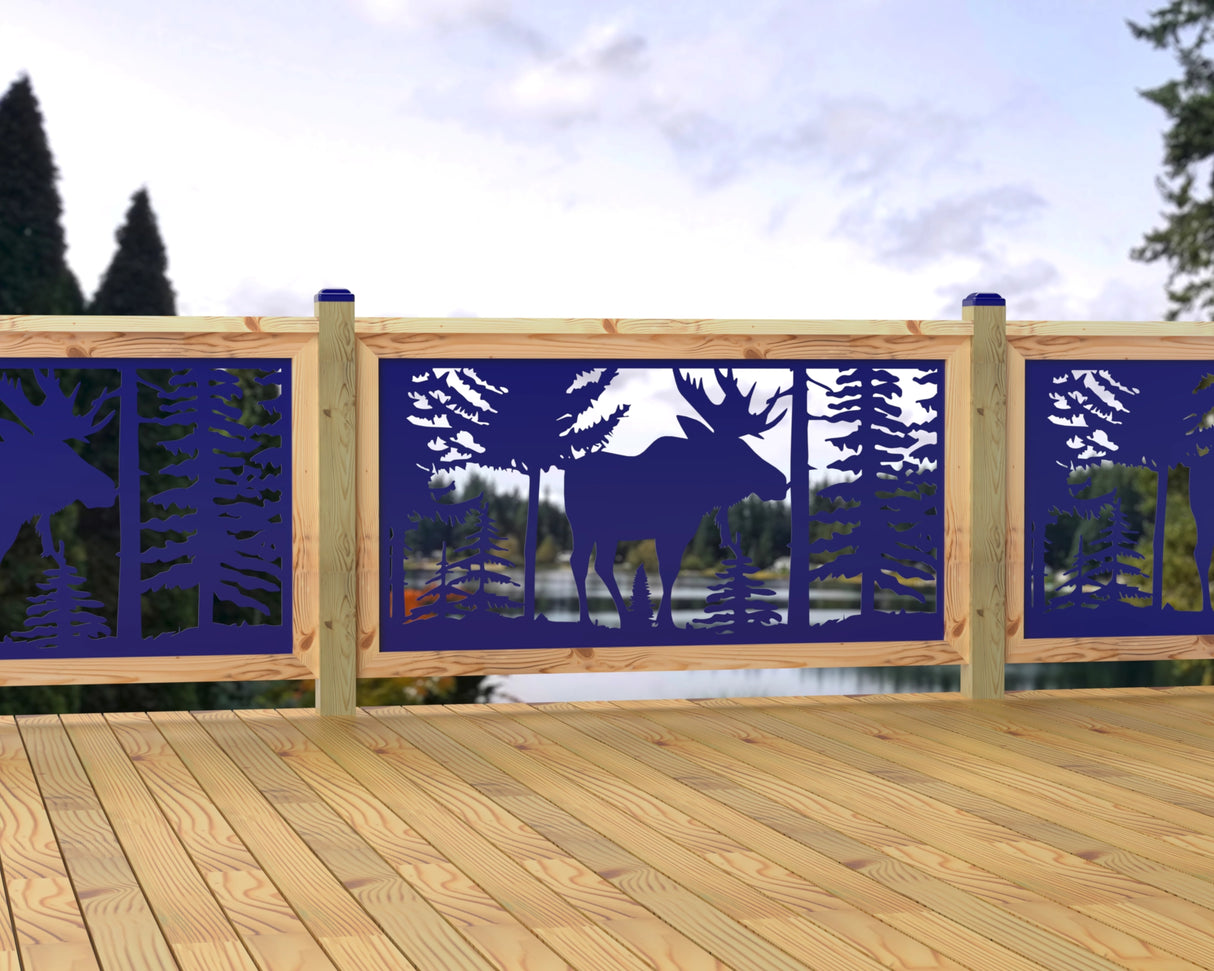 60"x30" - Single Moose Landscape Fence/Gate Panel Insert - Madison Iron and Wood