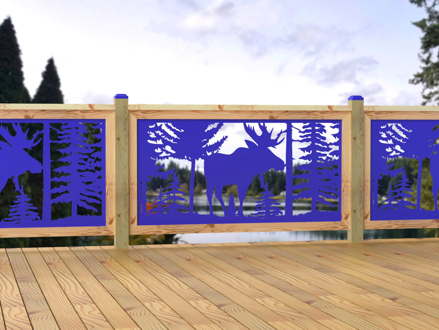 60"x30" - Single Moose Landscape Fence/Gate Panel Insert - Madison Iron and Wood