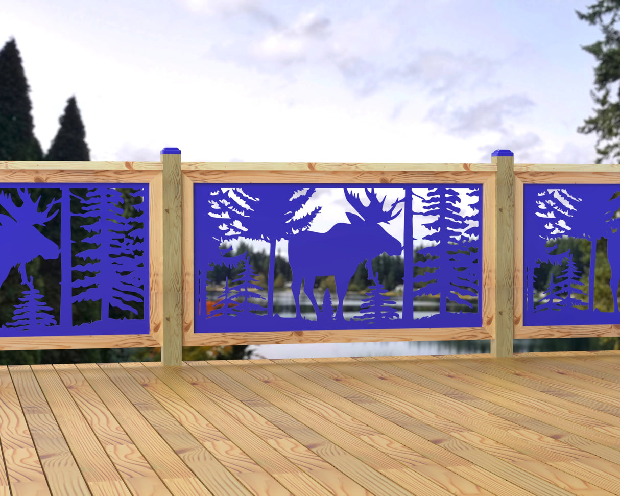 60"x30" - Single Moose Landscape Fence/Gate Panel Insert - Madison Iron and Wood