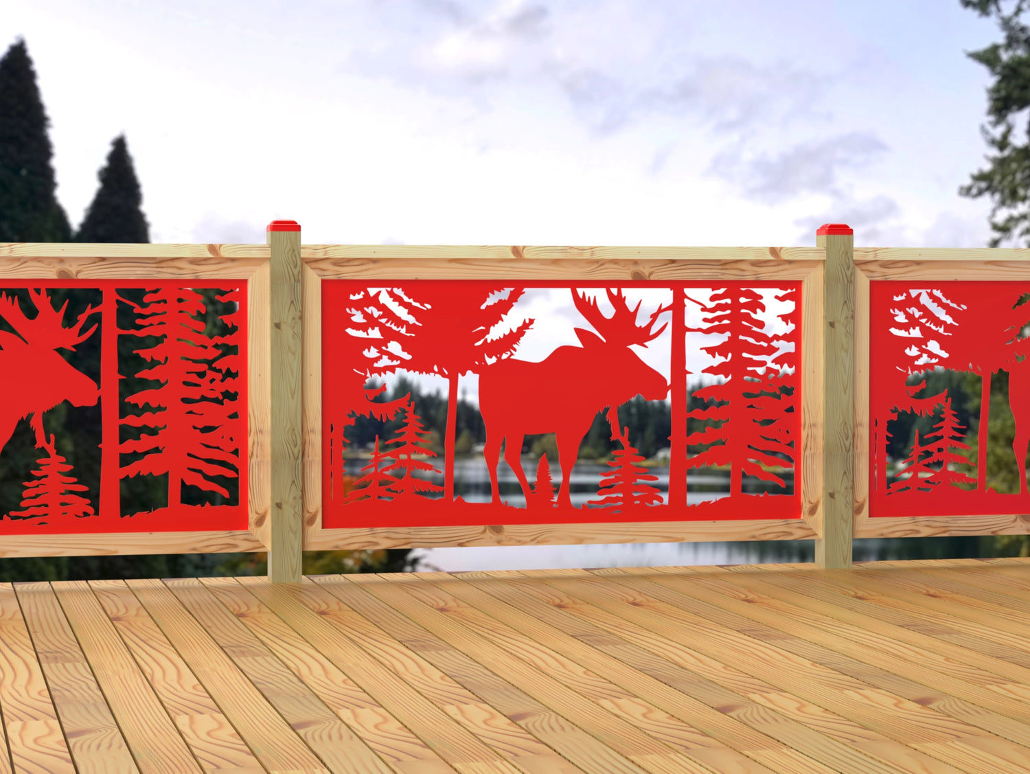 60"x30" - Single Moose Landscape Fence/Gate Panel Insert - Madison Iron and Wood
