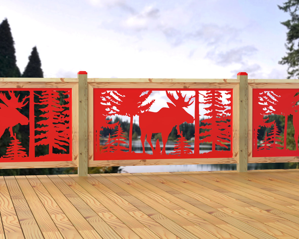 60"x30" - Single Moose Landscape Fence/Gate Panel Insert - Madison Iron and Wood