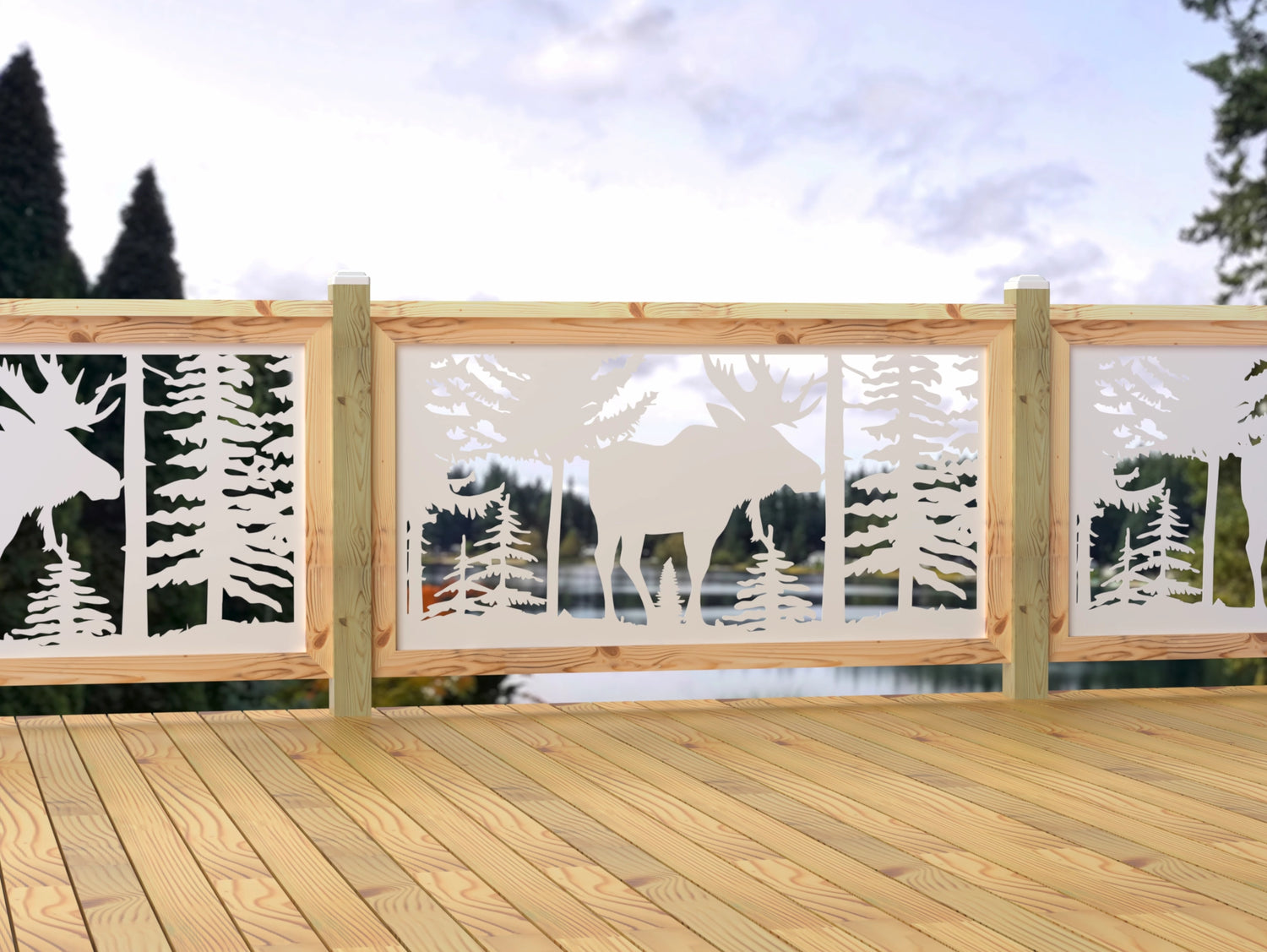 60"x30" - Single Moose Landscape Fence/Gate Panel Insert - Madison Iron and Wood