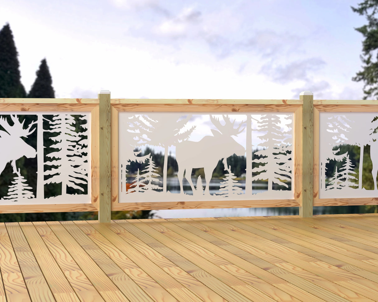 60"x30" - Single Moose Landscape Fence/Gate Panel Insert - Madison Iron and Wood