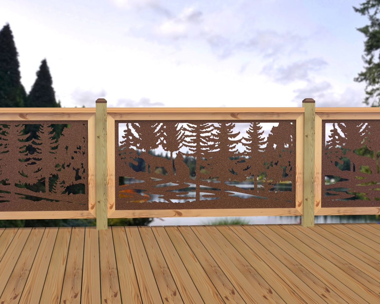 60"x30" - Wolves Howling Fence/Gate Panel Insert - Madison Iron and Wood