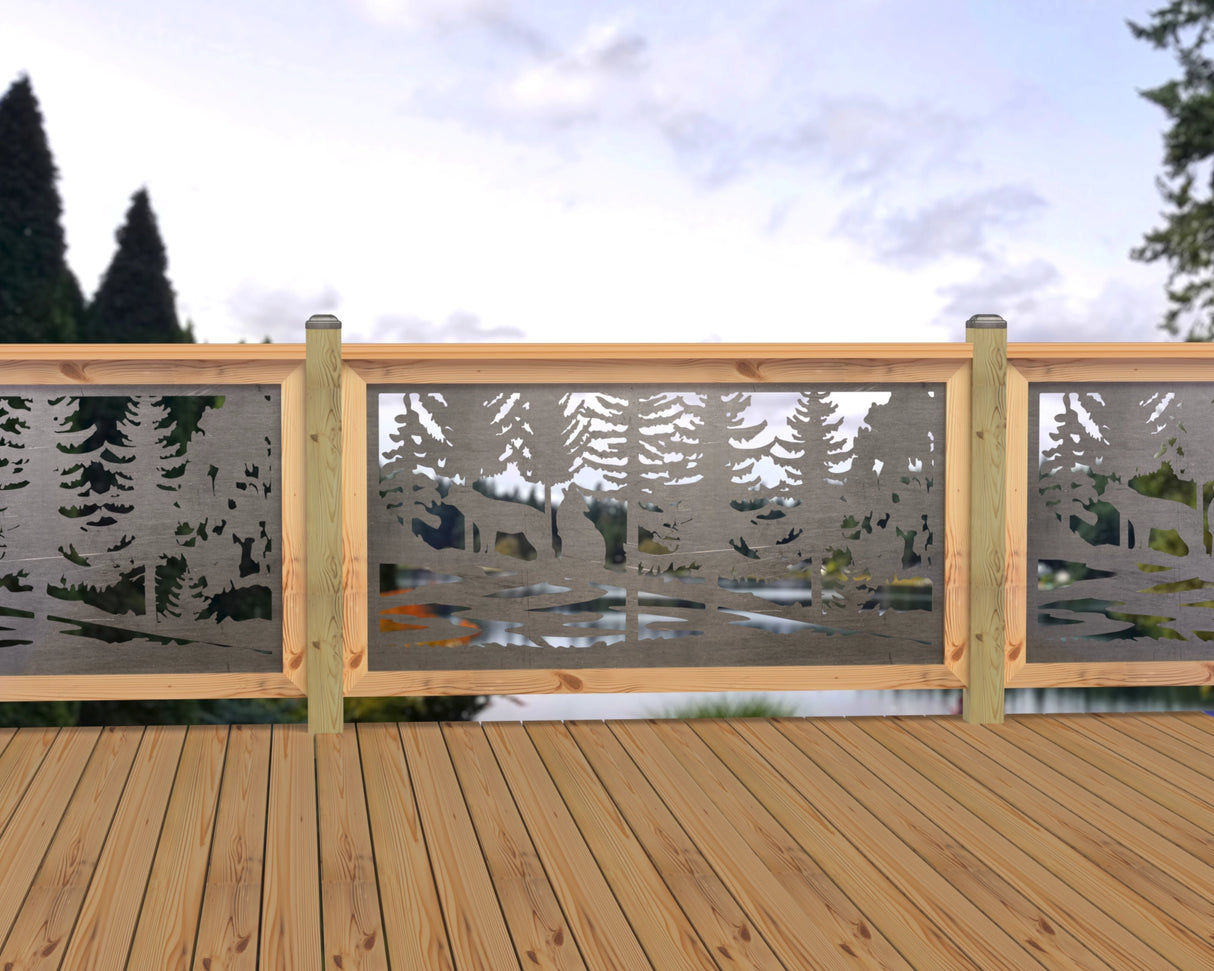 60"x30" - Wolves Howling Fence/Gate Panel Insert - Madison Iron and Wood