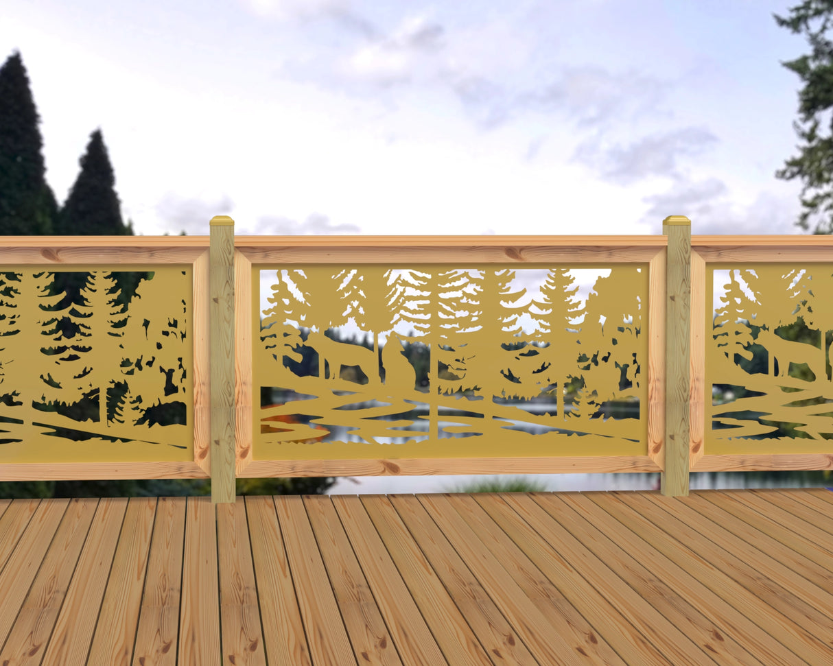 60"x30" - Wolves Howling Fence/Gate Panel Insert - Madison Iron and Wood