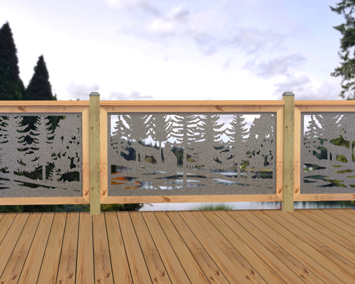 60"x30" - Wolves Howling Fence/Gate Panel Insert - Madison Iron and Wood