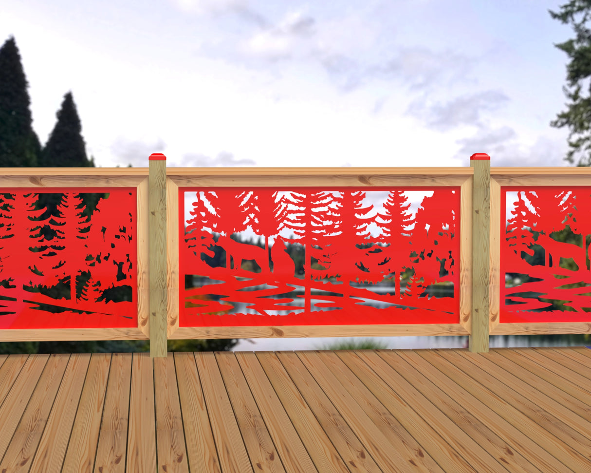 60"x30" - Wolves Howling Fence/Gate Panel Insert - Madison Iron and Wood