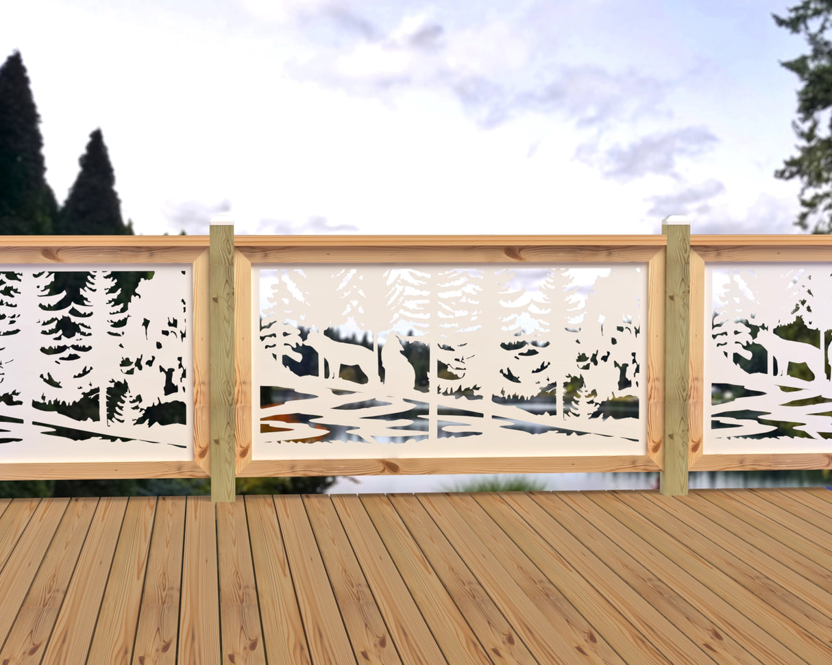 60"x30" - Wolves Howling Fence/Gate Panel Insert - Madison Iron and Wood