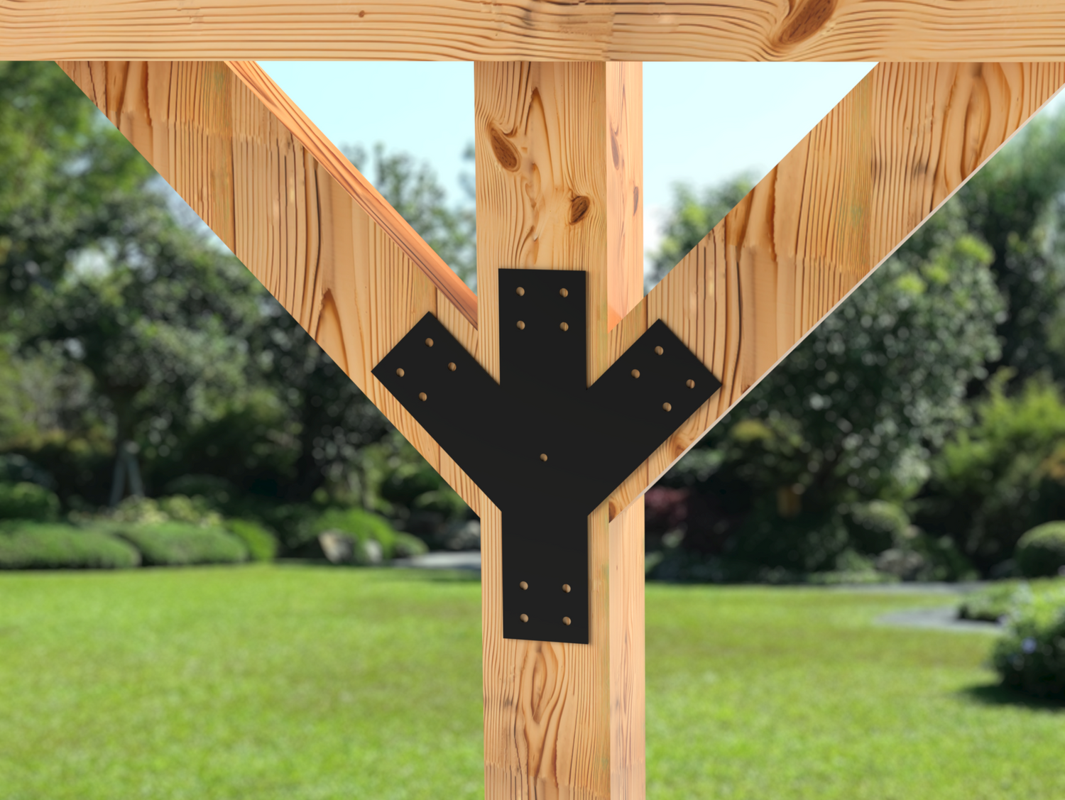 Y Bracket for 4" Post 45 Degree Legs with Center Support - Madison Iron and Wood