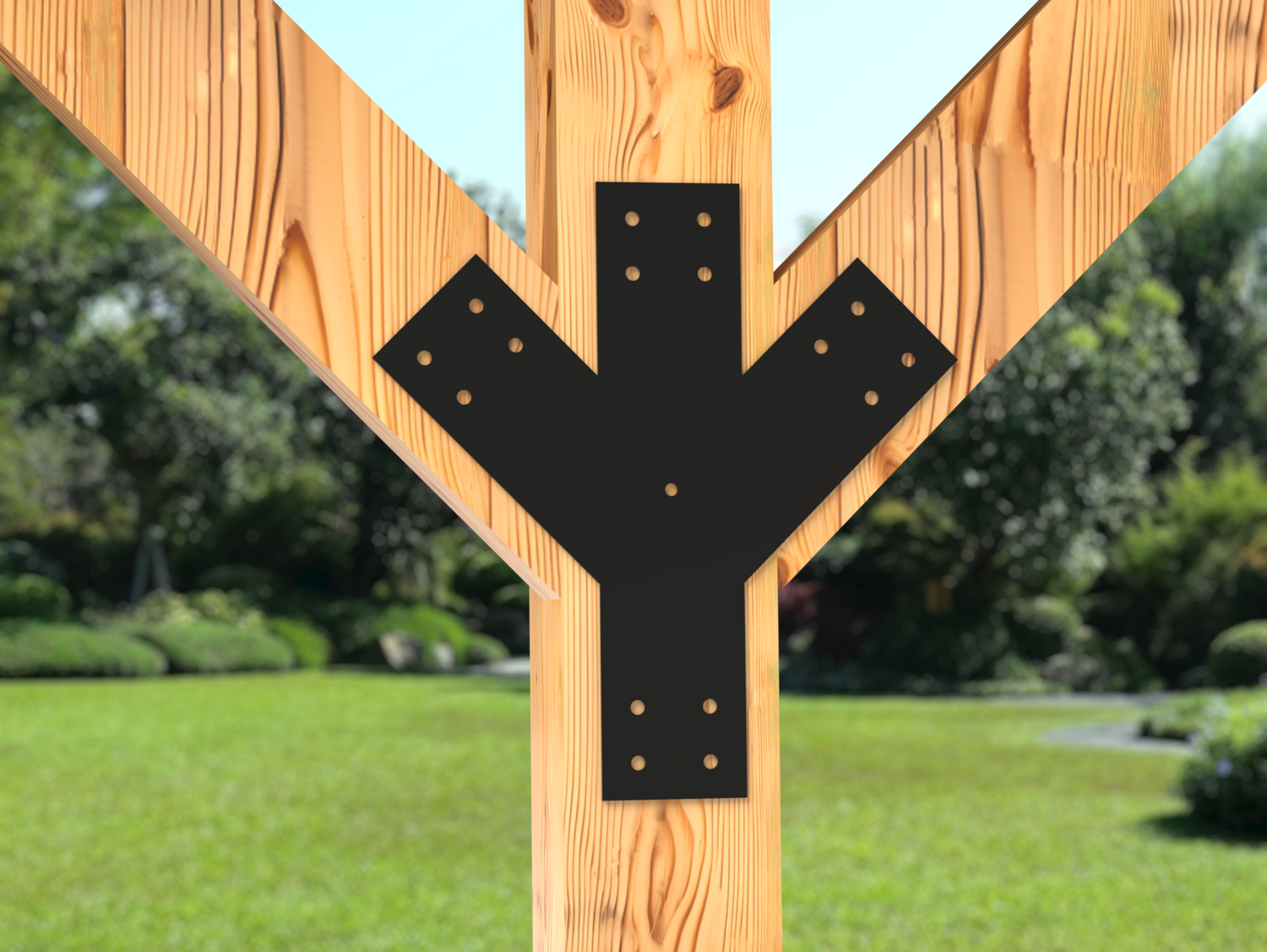 Y Bracket for 4" Post 45 Degree Legs with Center Support - Madison Iron and Wood