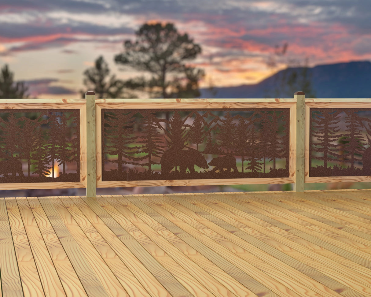 80"x30" - Bear Landscape Fence/Gate Panel Insert - Madison Iron and Wood