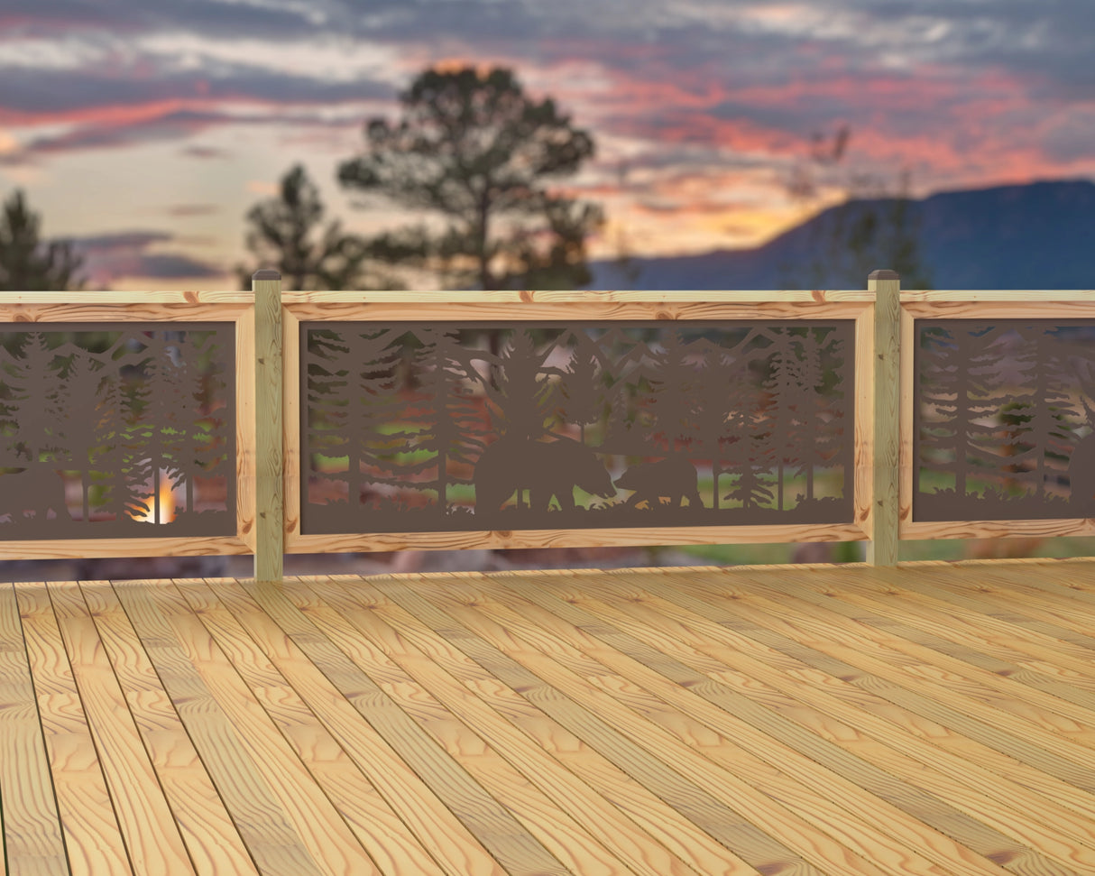80"x30" - Bear Landscape Fence/Gate Panel Insert - Madison Iron and Wood