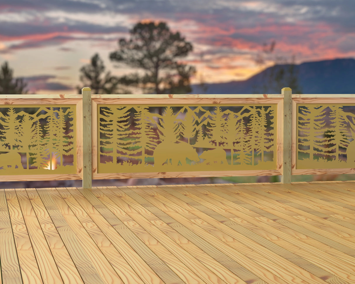 80"x30" - Bear Landscape Fence/Gate Panel Insert - Madison Iron and Wood