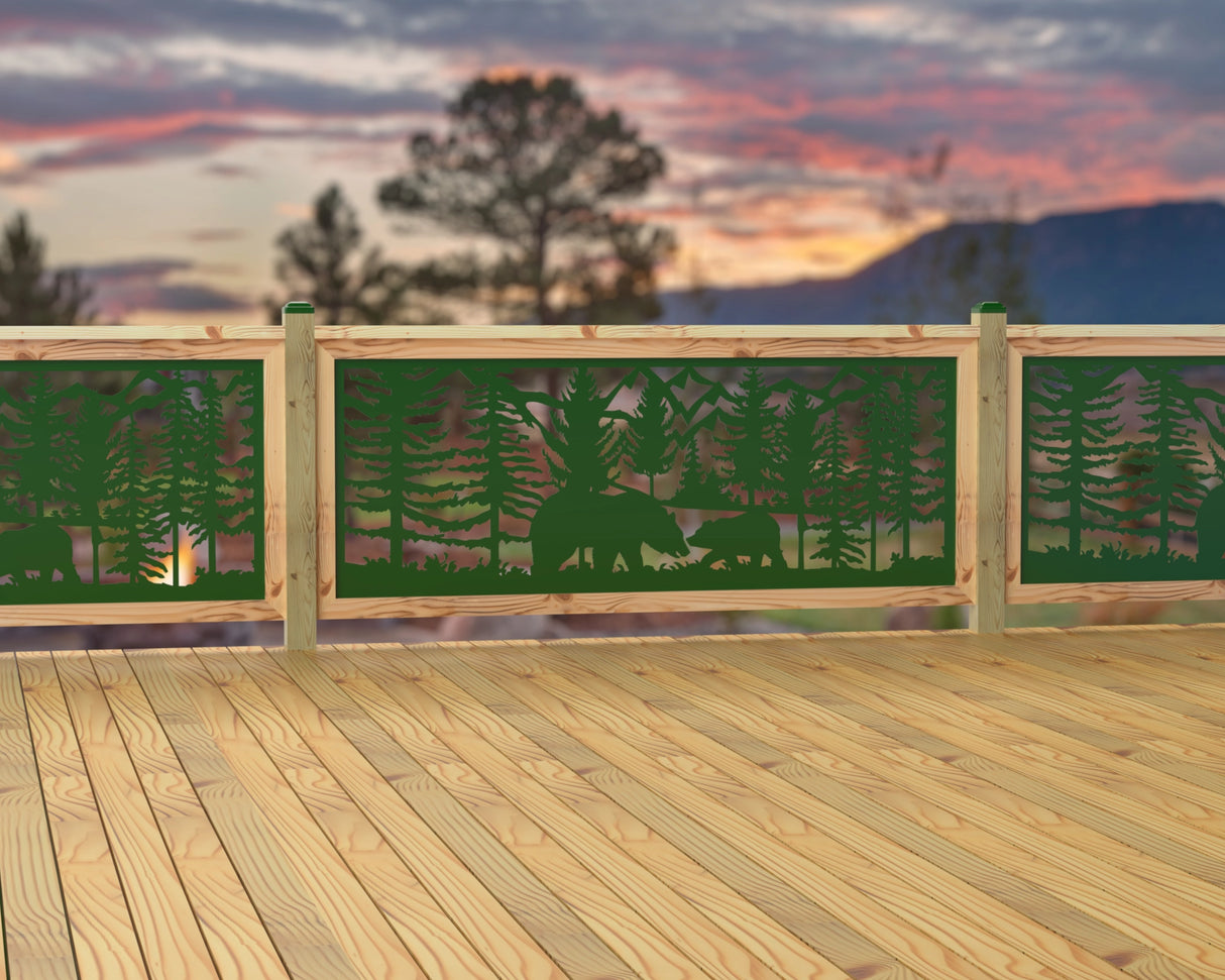 80"x30" - Bear Landscape Fence/Gate Panel Insert - Madison Iron and Wood