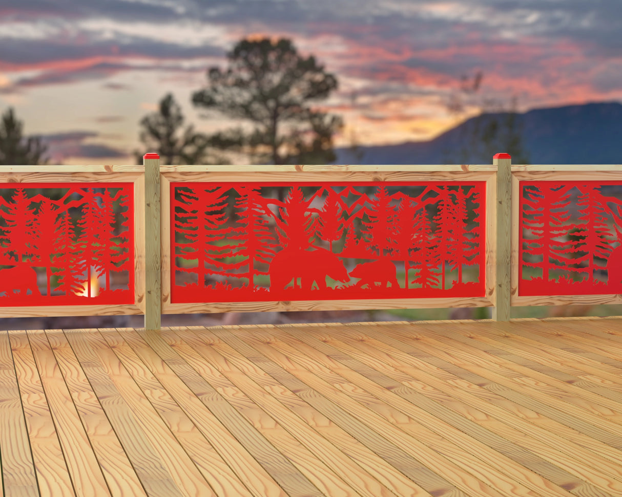 80"x30" - Bear Landscape Fence/Gate Panel Insert - Madison Iron and Wood