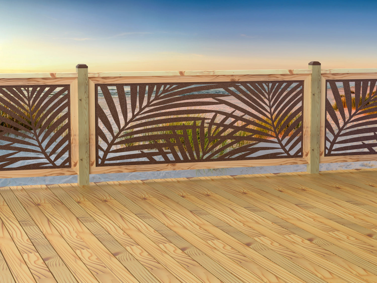 80"x30" - Palm Leaf Pattern Fence/Gate Panel Insert - Madison Iron and Wood