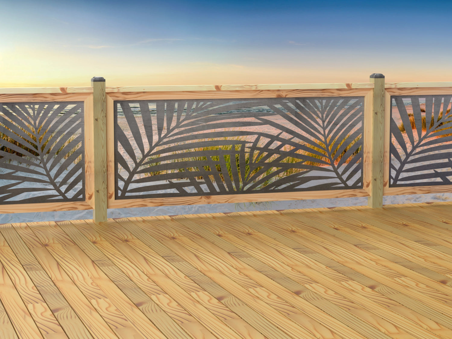 80"x30" - Palm Leaf Pattern Fence/Gate Panel Insert - Madison Iron and Wood